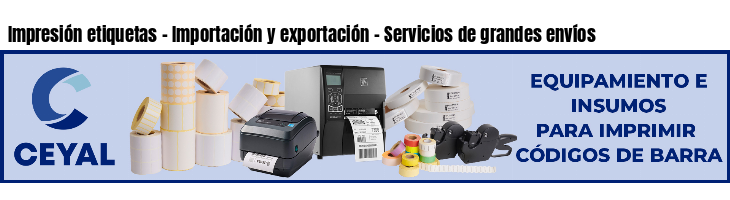 Impresión etiquetas - Importación y exportación - Servicios de grandes envíos