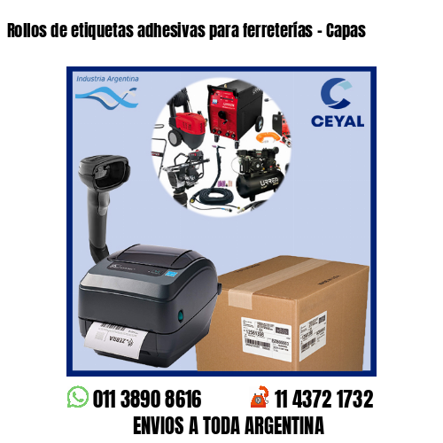 Rollos de etiquetas adhesivas para ferreterías – Capas