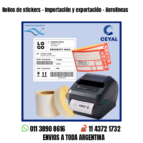 Rollos de stickers – Importación y exportación – Aerolineas