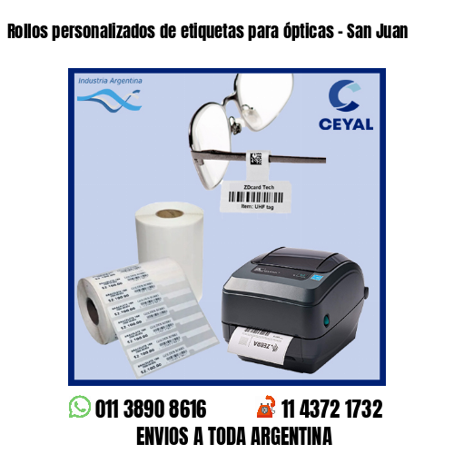 Rollos personalizados de etiquetas para ópticas – San Juan