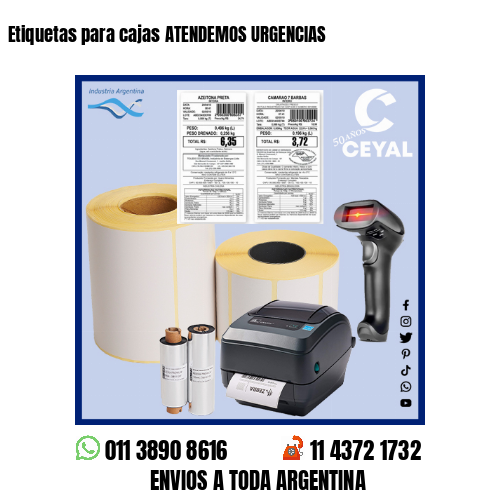 Etiquetas para cajas ATENDEMOS URGENCIAS