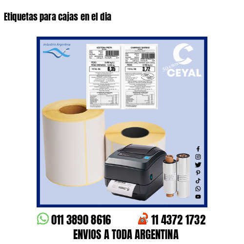 Etiquetas para cajas en el dia