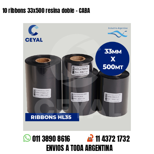 10 ribbons 33×500 resina doble – CABA