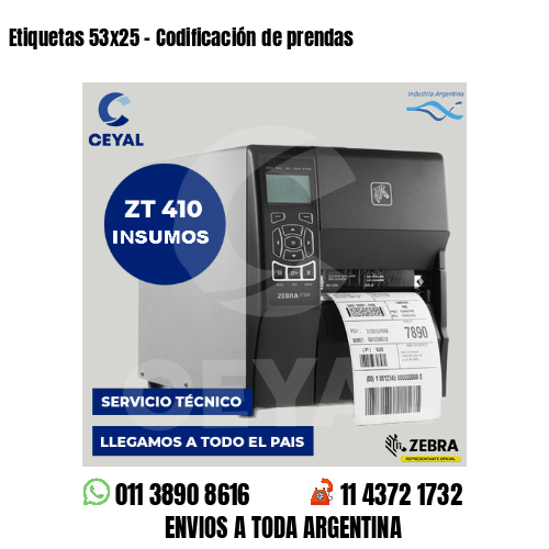 Etiquetas 53×25 – Codificación de prendas