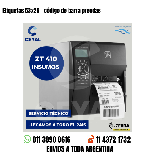 Etiquetas 53×25 – código de barra prendas