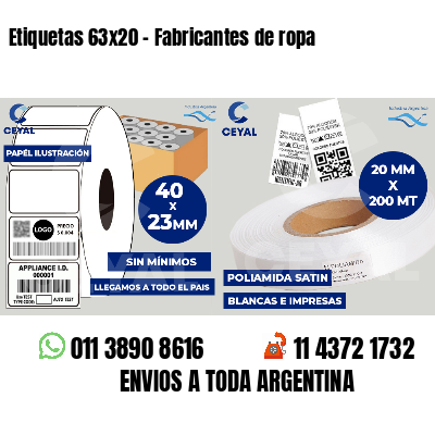 Etiquetas 63x20 - Fabricantes de ropa