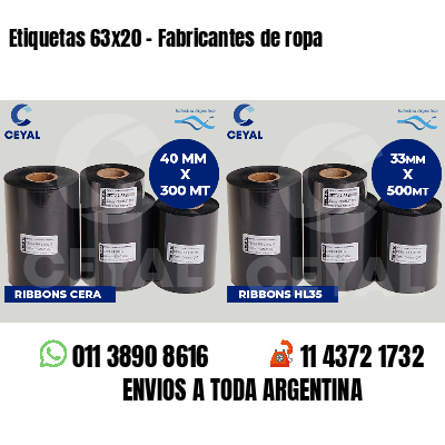 Etiquetas 63x20 - Fabricantes de ropa