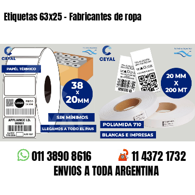 Etiquetas 63x25 - Fabricantes de ropa