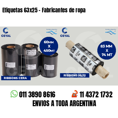 Etiquetas 63x25 - Fabricantes de ropa