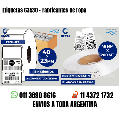 Etiquetas 63x30 - Fabricantes de ropa