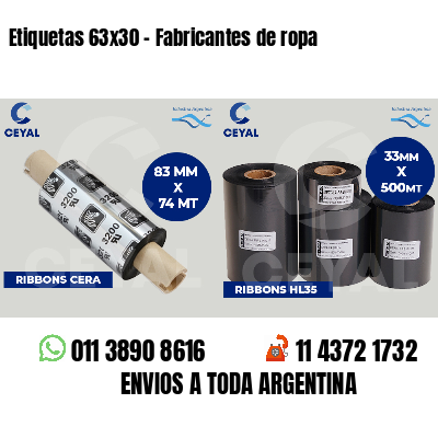 Etiquetas 63x30 - Fabricantes de ropa