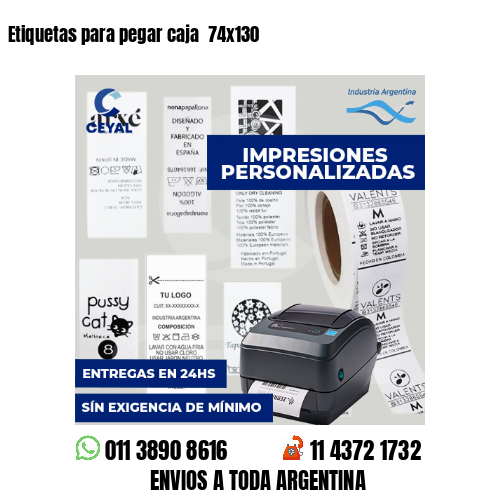 Etiquetas para pegar caja  74x130