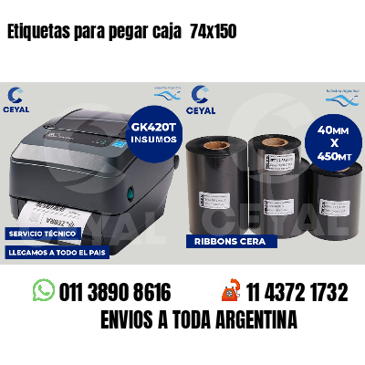 Etiquetas para pegar caja  74x150