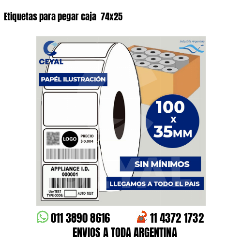 Etiquetas para pegar caja  74×25