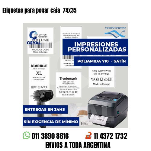 Etiquetas para pegar caja  74x35