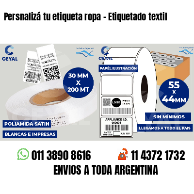 Persnalizá tu etiqueta ropa - Etiquetado textil