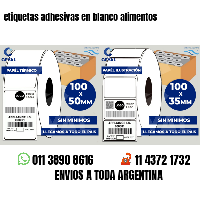 etiquetas adhesivas en blanco alimentos