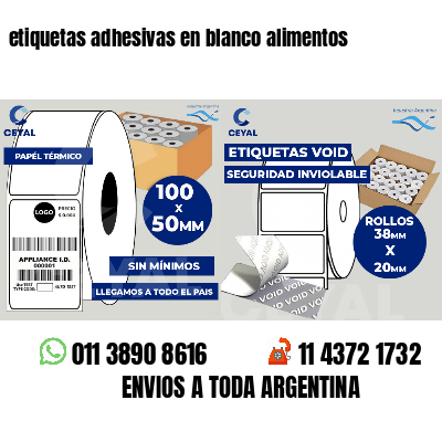 etiquetas adhesivas en blanco alimentos