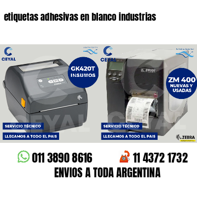 etiquetas adhesivas en blanco industrias