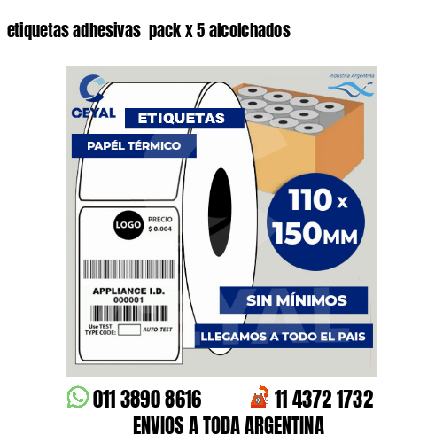 etiquetas adhesivas  pack x 5 alcolchados