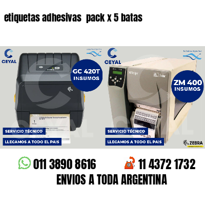 etiquetas adhesivas  pack x 5 batas