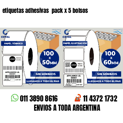 etiquetas adhesivas  pack x 5 bolsos