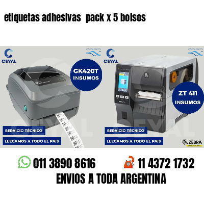 etiquetas adhesivas  pack x 5 bolsos