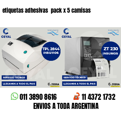 etiquetas adhesivas  pack x 5 camisas