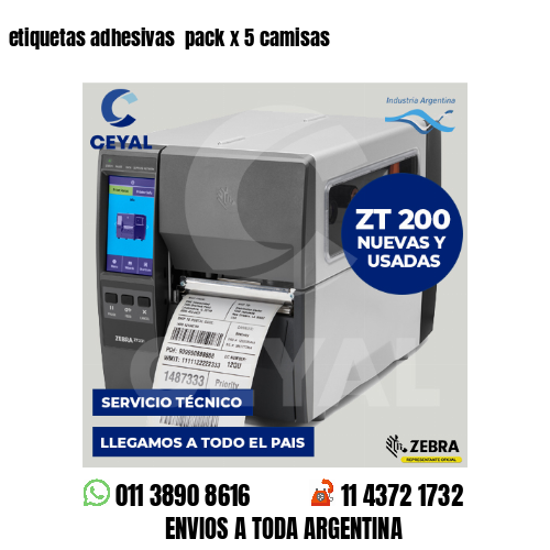 etiquetas adhesivas  pack x 5 camisas