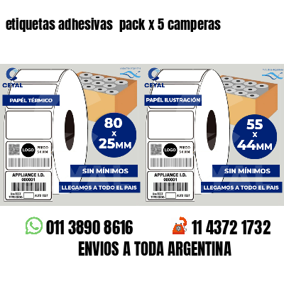 etiquetas adhesivas  pack x 5 camperas