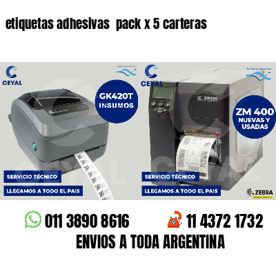 etiquetas adhesivas  pack x 5 carteras