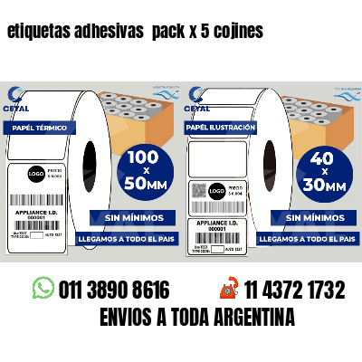 etiquetas adhesivas  pack x 5 cojines