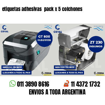 etiquetas adhesivas  pack x 5 colchones