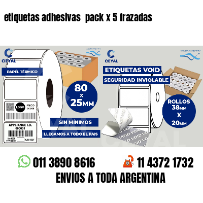 etiquetas adhesivas  pack x 5 frazadas