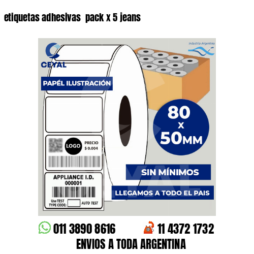 etiquetas adhesivas  pack x 5 jeans