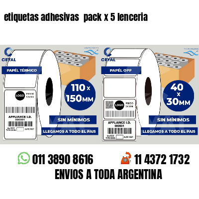 etiquetas adhesivas  pack x 5 lenceria