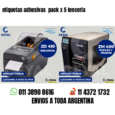 etiquetas adhesivas  pack x 5 lenceria