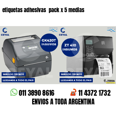 etiquetas adhesivas  pack x 5 medias