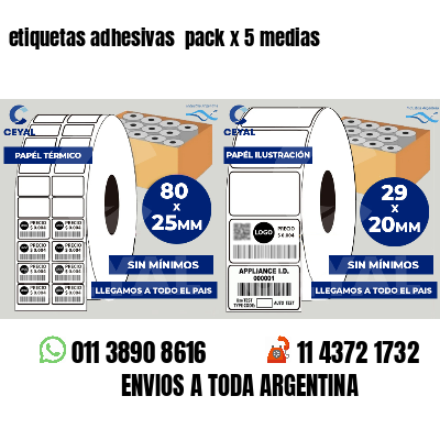 etiquetas adhesivas  pack x 5 medias