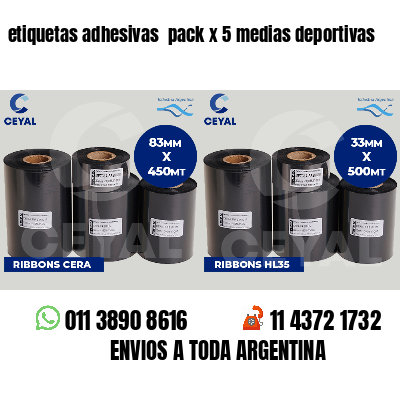 etiquetas adhesivas  pack x 5 medias deportivas