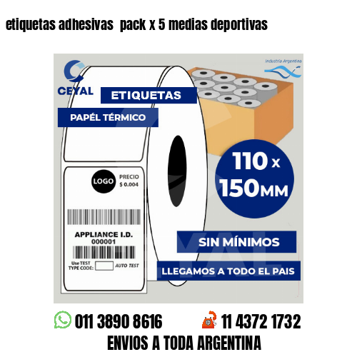 etiquetas adhesivas  pack x 5 medias deportivas