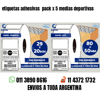 etiquetas adhesivas  pack x 5 medias deportivas