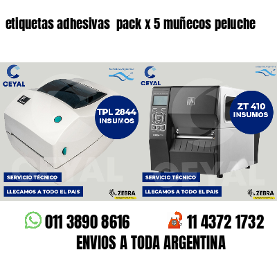 etiquetas adhesivas  pack x 5 muñecos peluche