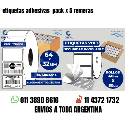 etiquetas adhesivas  pack x 5 remeras