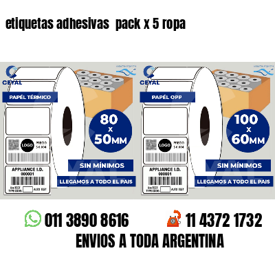 etiquetas adhesivas  pack x 5 ropa