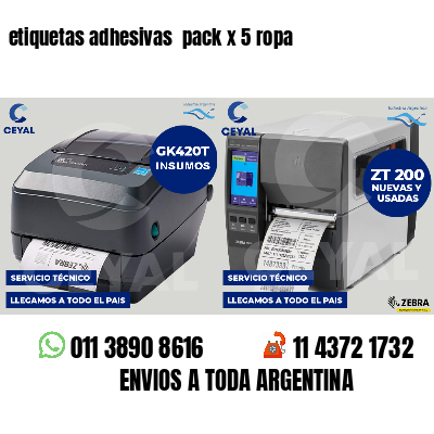 etiquetas adhesivas  pack x 5 ropa