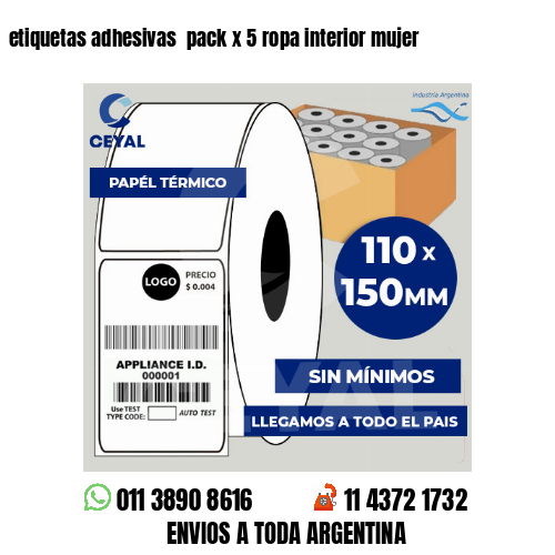 etiquetas adhesivas  pack x 5 ropa interior mujer