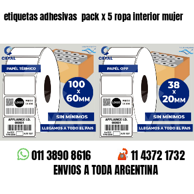 etiquetas adhesivas  pack x 5 ropa interior mujer