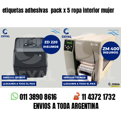 etiquetas adhesivas  pack x 5 ropa interior mujer