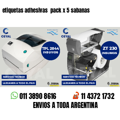 etiquetas adhesivas  pack x 5 sabanas